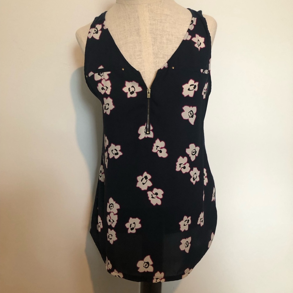 Express Navy Floral Sleeveless Top